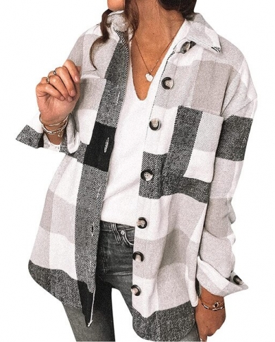 Women 2022 Button Down Flannel Cardigan 