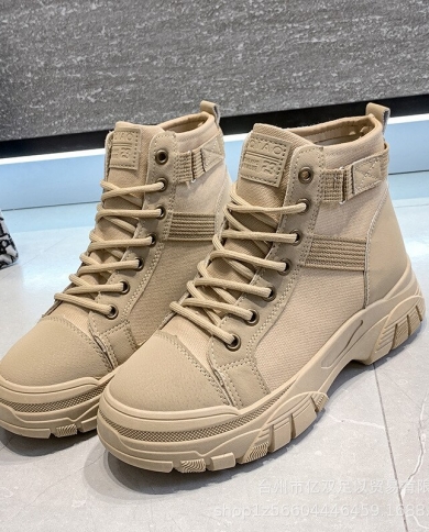 Boots Women Wedges Thick Soled Canvas 