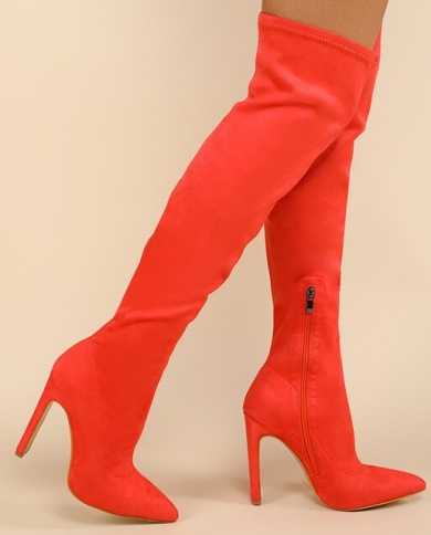 Orange stretch clearance thigh high boots