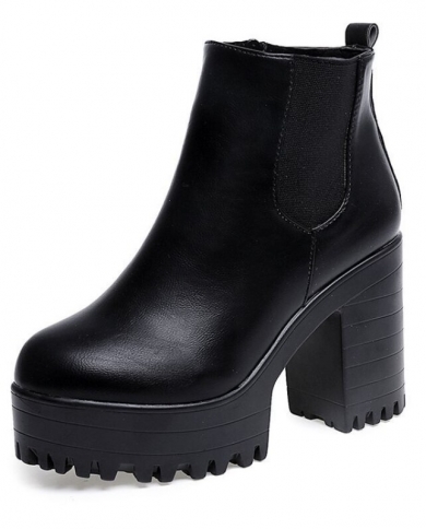  botas mujer אופנה נשים מגפי עקב מרובע פלטפורמות zapatos mujer pu עור ירך מגפי משאבה גבוהה אופנוע שו