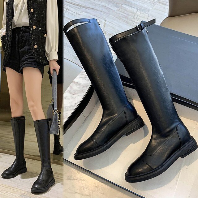 Nausk Round Toe Knee High Boots Winter 