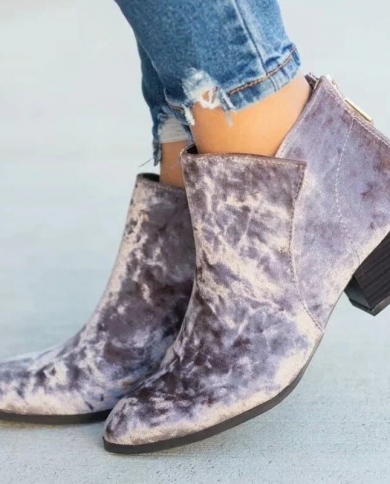 botas de mujer אירופה  אופנה חדשה מגפי קרסול נשים עקבי פרסה מגפיים קצרים מזדמנים פלוס מידה 43 zapatos de muj