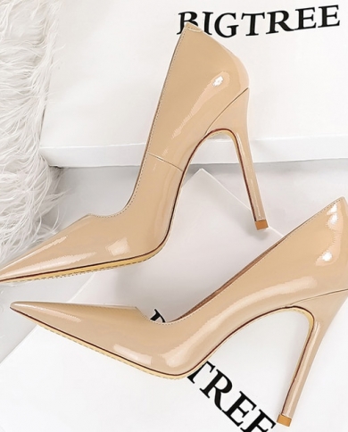 Bigtree Shoes New Green Patent Leather Women Pumps High Heels Quality Party  Shoes Stiletto Heels Fashion Wedding Shoes P Color Khaki Shoe Size 35