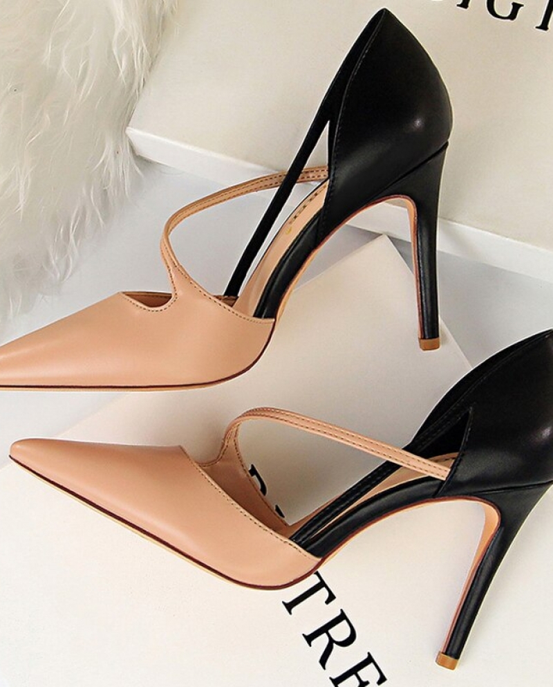 Bigtree Shoes 2023 Fashion Sweet High Heels Pointed Women Pumps Party Shoes  Summer Hollow Out Stiletto High Heel Sandal Color Apricot Shoe Size 34