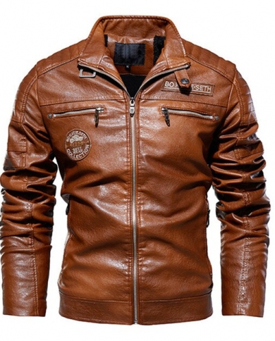 Mens Leather Jackets Motorcycle Winter 