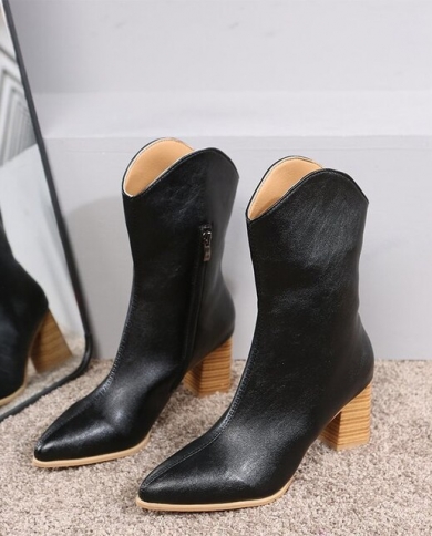 2023 New Pointy Women's Cowboy Boots Thick Heel Knight Boots