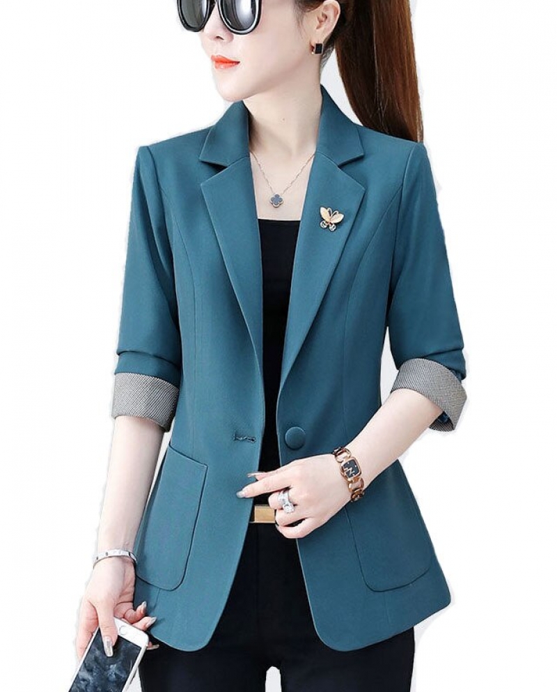 Office Lady Dress Suits Women Formal Business Work Style Short Sleeve  Nothed Collar Fashion Dress Blazer