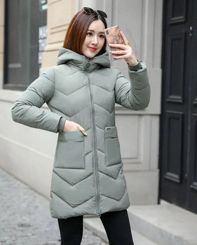 New Women's Winter Slim hooded Long Padded jacket Cotton jacket Coat Parka