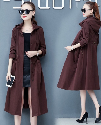 Long Trench Coat Women Casual 
