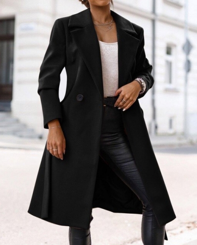 Faux Wool Coat Blouse Thin Coat Trench 