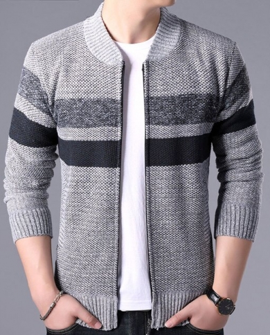 Men's Casual Striped Sweater Jacket 