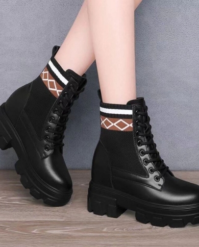 Winter Motorcycle Boots 9cm Wedges Heel 