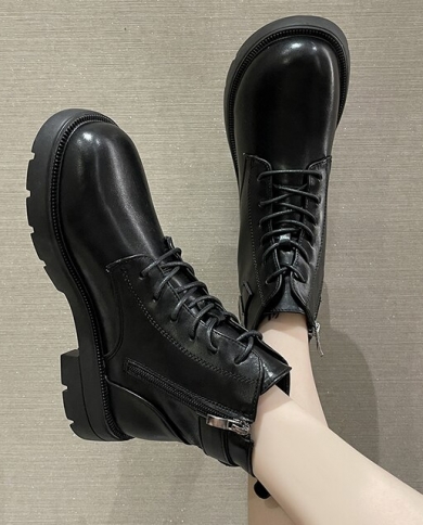 Black Platform Combat Ankle Boots 