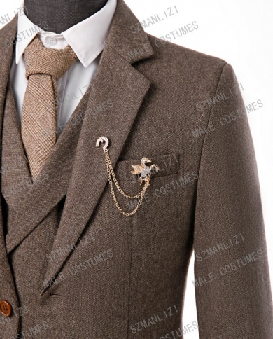 Men Grey Winter Suits Tweed Suit 3 Piece Wedding Suits Sainly– SAINLY