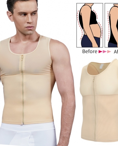 מעצב גוף להרזיה לגברים גינקומסטיה חולצות דחיסה בטן שליטה בטן מאמן מותניים חזה שרירי בטן דק זכר
