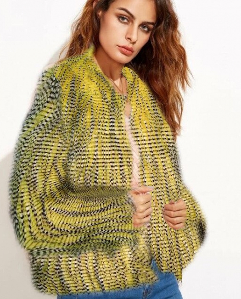 Faux Fur Peacock Coats Winter Casual 