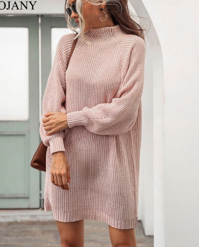 Vigojany Women Pink Loose Sweater Dress 