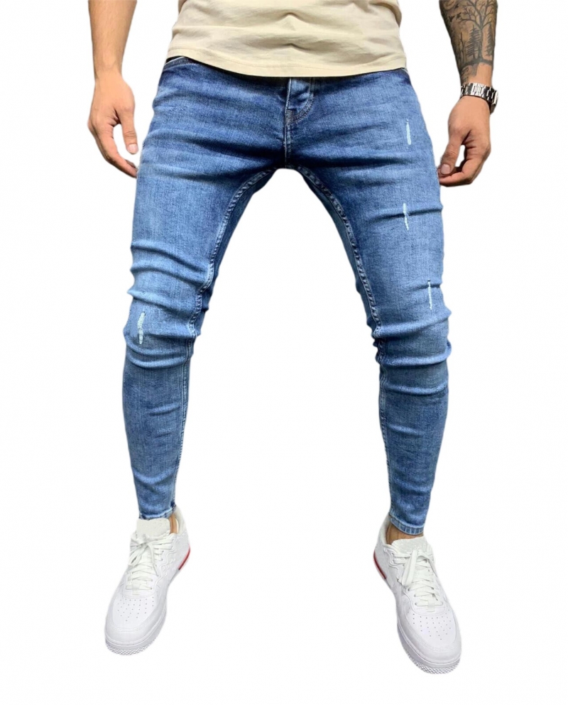 New Mens Jean Pencil Pants Fashion Men Casual Slim Fit Straight