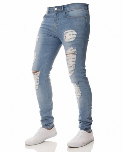 High quality 2022 Summer light blue Distressed Ripped hole jeans men pants  beggar denim Badge Casual teenager Ankle length pants - Price history &  Review | AliExpress Seller - Good Men 100% Store | Alitools.io