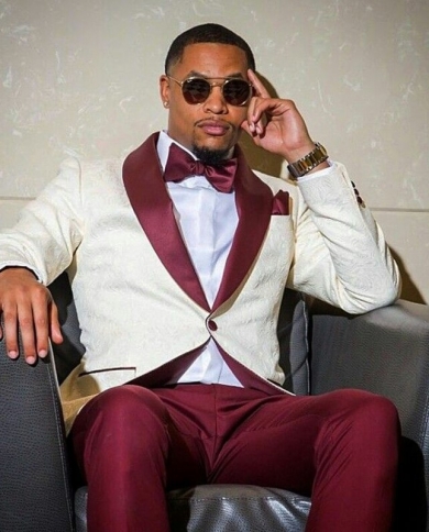 Burgundy Men Slim Fit Suit Groom Tuxedo Wedding Prom Formal Business Suit  Custom