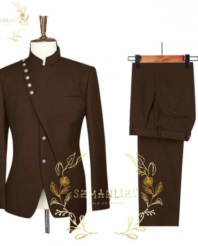 Brown Men Slim Fit Suits Shawl Lapel Dinner Prom Party Groom Tuxedo Wedding  Suit