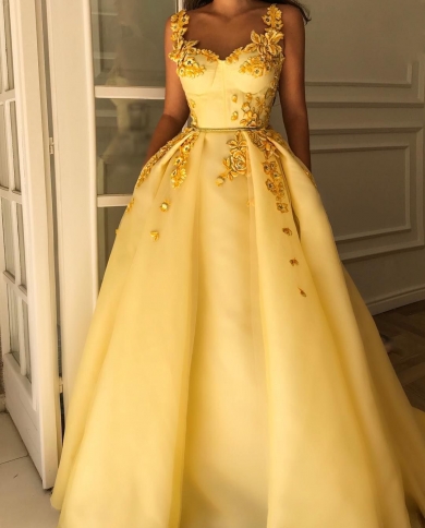 Light Yellow Prom Dresses Sweetheart Flowers Straps Long Elegant Evening  Gown Formal Dress Vestidos De Diesta Custom Mad Color Red US Size 18W