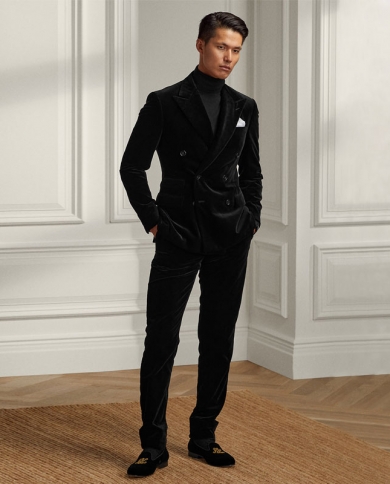 Casual Black Jacket Grey Pant Men Suits Wedding Tuxedos Groom Busines