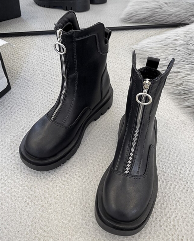 Womens Autumn Ankle Boots Leather Women 