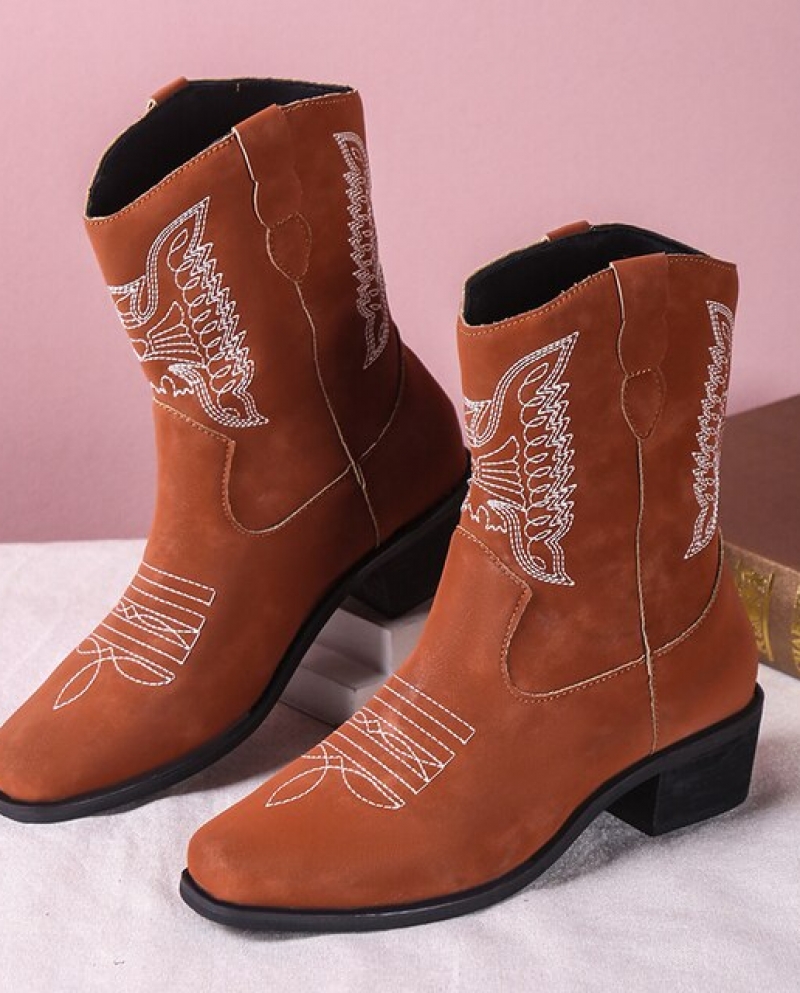 Retro Embroidered Women Boots Women's 