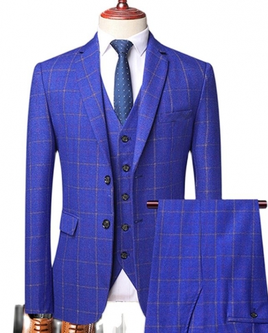 2022 Plaid Blazer Pants Vest Business 