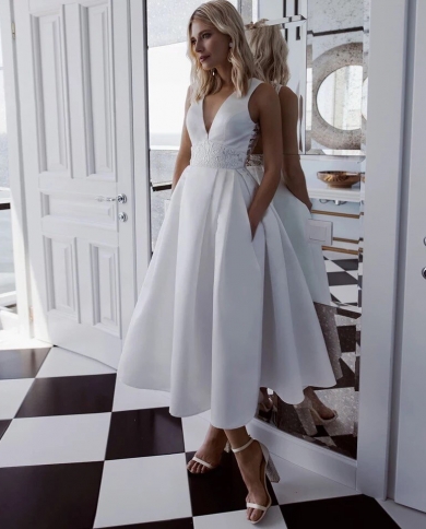 strapless open back dress Short Organza Wedding Dress Filici With Open Back