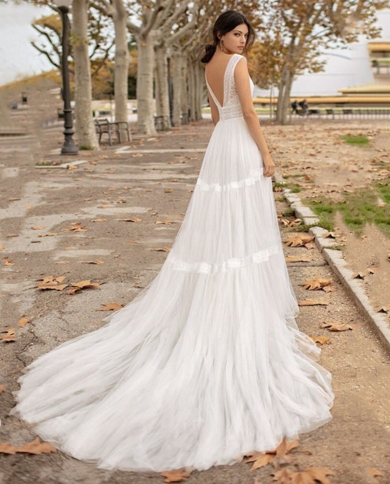 Новое поступление, свадебное платье с V-образным вырезом, Пляжное