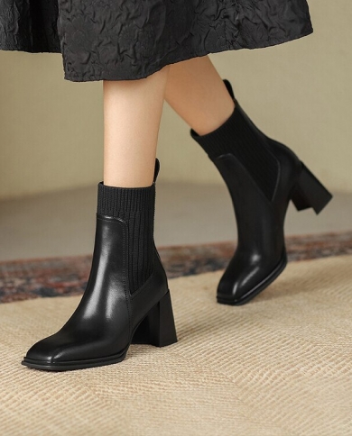 New Ankle Boots For Women Split Leather 