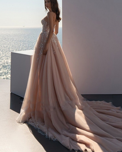 Champagne Beach Sweetheart Wedding Dressesn For Women 2023 A Line Appliqued Lace  Bridal Dress Custom Made Civil Robe De Color champagne US Size 22W