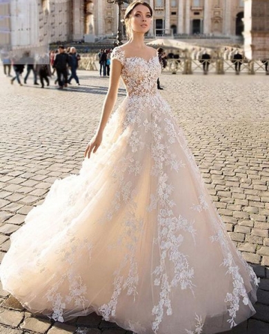 Lace Boho Wedding Dress 2023 For Women Custom Made For Women A Line Bride  Dresses Elegant Fairy Wedding Gowns Custom Color Picture Color US Size 14W
