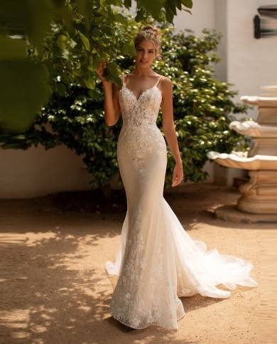 Lace Long Sleeve Mermaid Wedding 