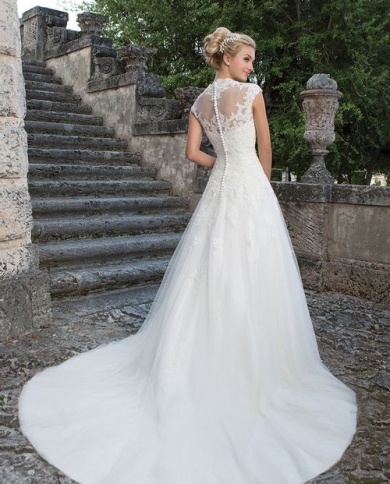 Vintage Wedding Dresses Backless V Neck Appliqued A Line Tulle Robe De Mariee Open Ba For Women Custom Made Civil Robe D Color champagne US Size 6 Vintage Wedding Dresses Backless V Neck Appliqued A Line Tulle Robe De Mariee Open Ba For Women Custom Made Civil Robe D Color champagne US Size 6