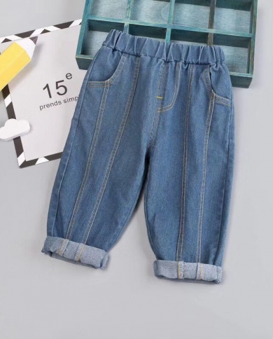 Ienens Boys Cargo Shorts Summer Children Jeans Loose Straight