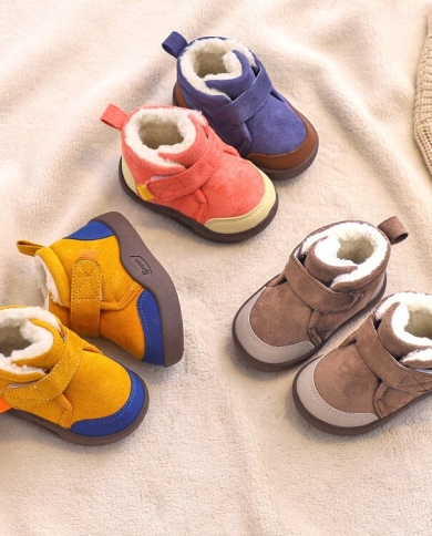 ילדים חדשים מגפי שלג חורף תינוקות נעלי ילדה כותנה קטיפה חמות פעוט נעלי ספורט חוצות אופנה בנים קצרים ללא החלקה