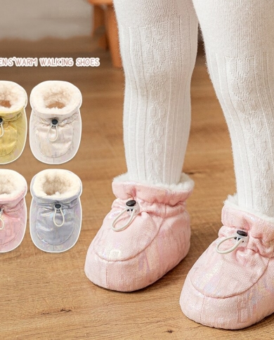 תינוק תינוק סתיו חורף מגפי תינוק ילדה בנים חורף נעליים חמות אופנה מוצק פעוט צמר טלה ראשון הליכונים נעלי ילד