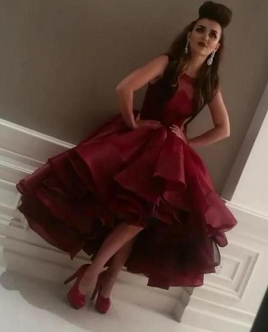 strapless open back dress Short Sleeves Burgundy Floral Long Prom Dresses, Burgundy Floral Forma main image 1