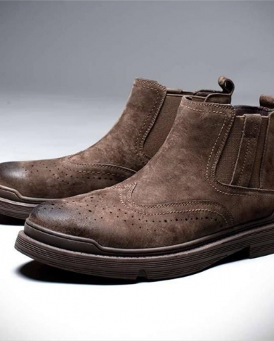 Mens Genuine Suede Leather Chelsea 