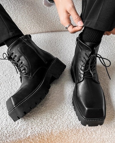 Mens boots with laces and outlet zipper