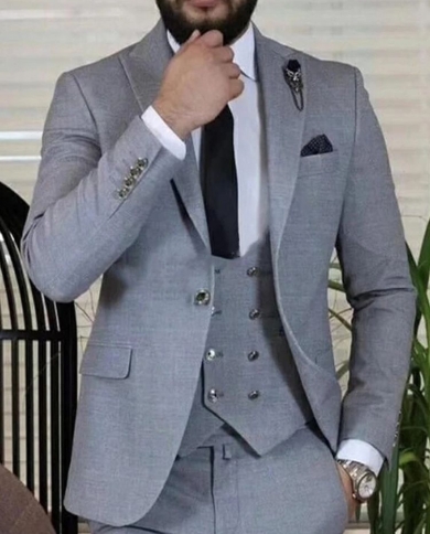 Latest Designs Grey Mens Suit 3 Piece Slim Fit Prom Wedding Suits For Men  Formal Groom Tuxedo Business Set Jacketves