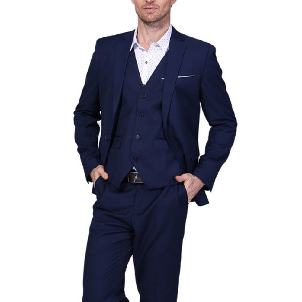 2023 3 предмета Формальные Мужские Костюмы Для Свадьбы Slim Fit Темно ...
