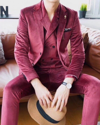 Buy Wine Red Velvet Blazer Suit at Strictly Influential