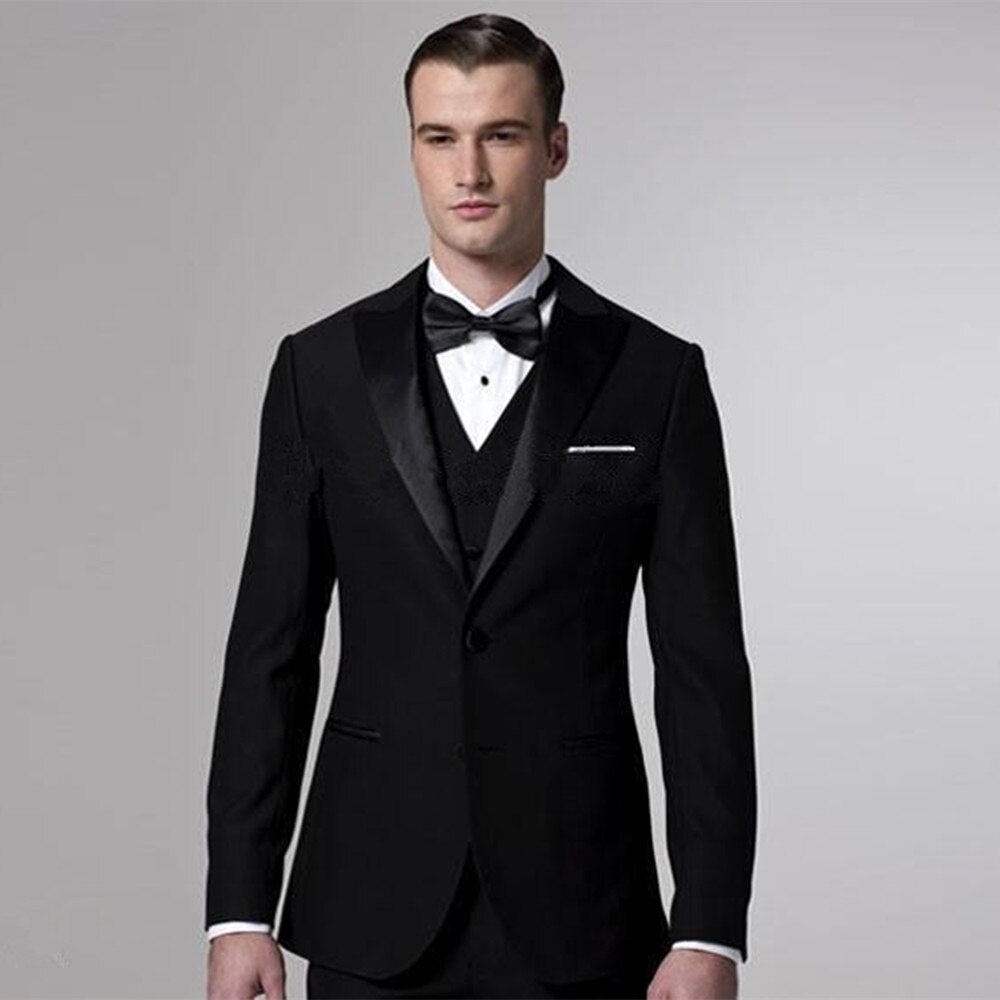 Tuxedos Black Men Suits 3 Piecesjacketpantsvestbowtietailor Made Man ...