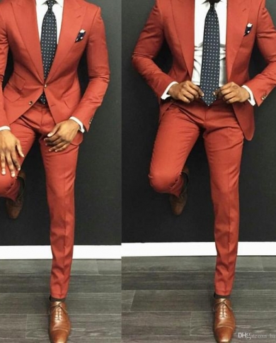 Burgundy Slim Fit Burgundy Suit For Groom For Men Classy Two Piece