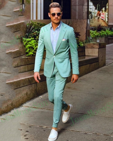 Mint Green Mens Suits 2023 One Button Notched Lapel Wedding Suits For Men  Groom Tuxedos Two Pieces Blazers Pants Costume size XXXL Color Burgundy