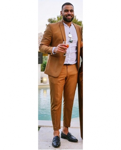 Arrival 2 Pcs Chic Gold Couple Outfit Men Suit Wedding Groom